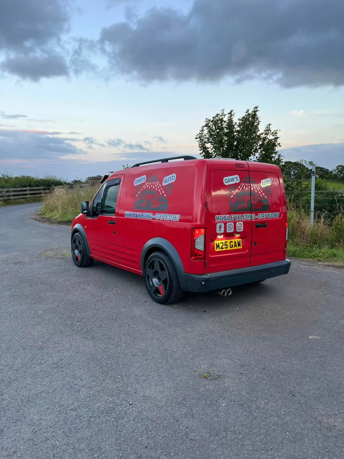 Gaw’s Auto red mobile valeting van serving Ayrshire