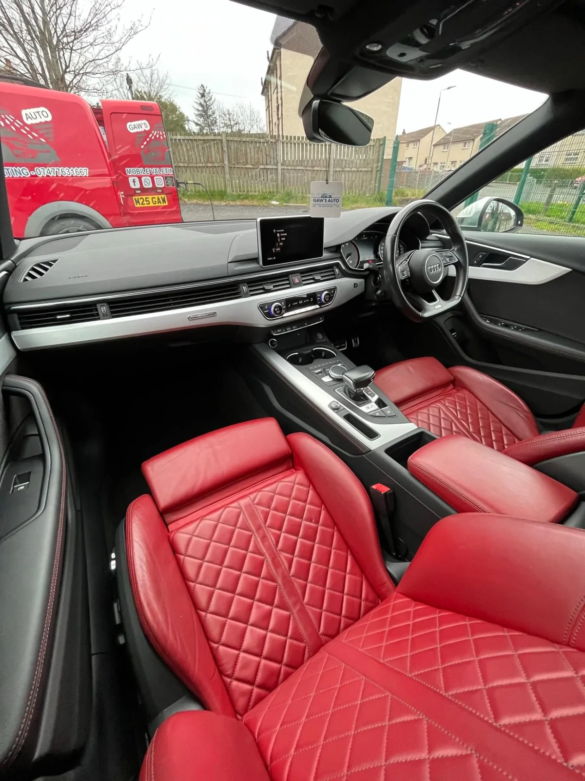 Clean red leather Audi interior